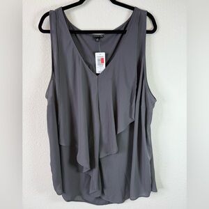 Torrid Charcoal Gray Flowy Chiffon Overlay Sleeveless Blouse NWT 4X